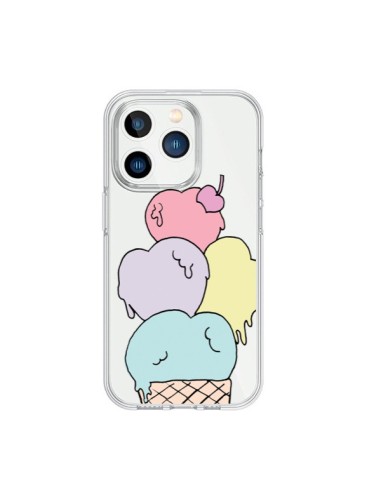 Coque iPhone 15 Pro Ice Cream Glace Summer Ete Coeur Transparente - Claudia Ramos