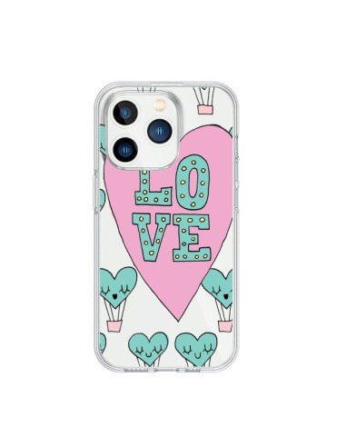 iPhone 15 Pro Case Love Clouds hot-air Balloon Clear - Claudia Ramos