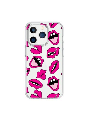 Coque iPhone 15 Pro Lèvres Lips Bouche Kiss Transparente - Claudia Ramos
