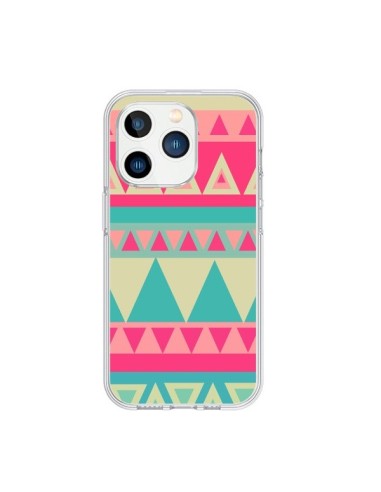 Coque iPhone 15 Pro Azteque Rose Vert - Eleaxart