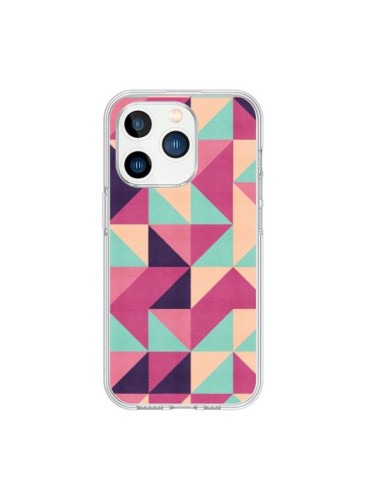 iPhone 15 Pro Case Aztec Triangle Pink Green - Eleaxart