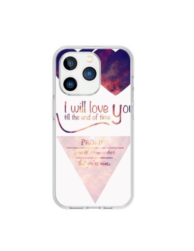 Coque iPhone 15 Pro I will love you until the end Coeurs - Eleaxart