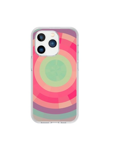 Cover iPhone 15 Pro Spirale di Colori Rosa Verde - Eleaxart