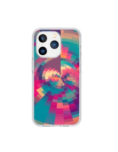 Coque iPhone 15 Pro Spirales de Couleurs Rose Violet - Eleaxart