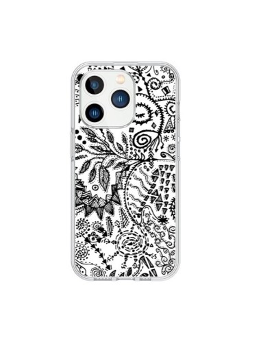 Coque iPhone 15 Pro Azteque Blanc et Noir - Eleaxart