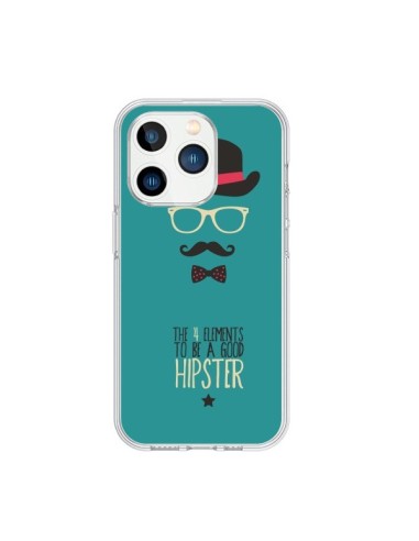 iPhone 15 Pro Case Hat, Glasses, Moustache, Bow Tie to be a Good Hipster - Eleaxart