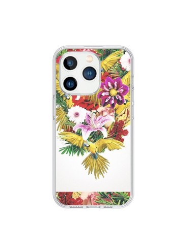 Coque iPhone 15 Pro Parrot Floral Perroquet Fleurs - Eleaxart