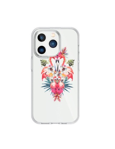 Coque iPhone 15 Pro Tropicales Flamingos Tropical Flamant Rose Summer Ete - Eleaxart