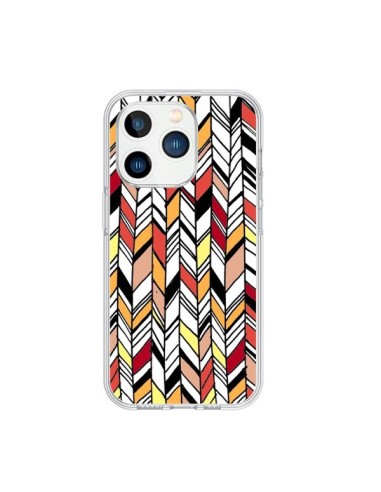 Coque iPhone 15 Pro Graphic Azteque Rouge Orange - Léa Clément