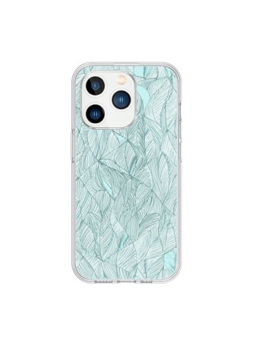 Coque iPhone 15 Pro Courbes Meandre Bleu Vert Nuageux - Léa Clément