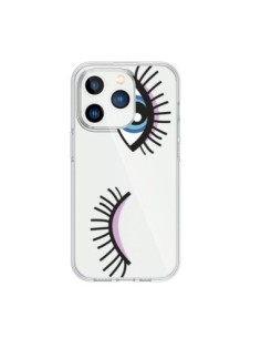 Coque iPhone 15 Pro Eyes Oeil Yeux Bleus Transparente -...