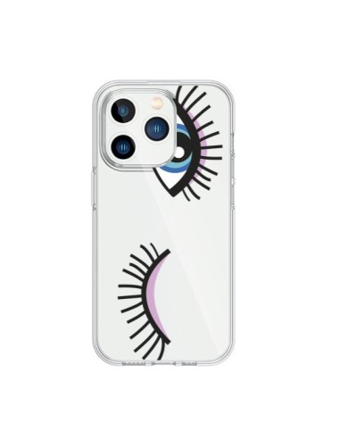 Coque iPhone 15 Pro Eyes Oeil Yeux Bleus Transparente - Léa Clément