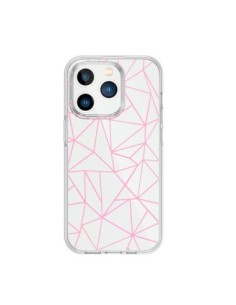 Coque iPhone 15 Pro Lignes Triangle Rose Transparente -...