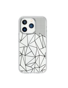 iPhone 15 Pro Case Lines Grid Abstract Black Clear -...