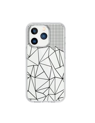 iPhone 15 Pro Case Lines Grid Abstract Black Clear - Project M
