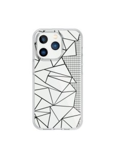 iPhone 15 Pro Case Lines Side Grid Abstract Black Clear -...