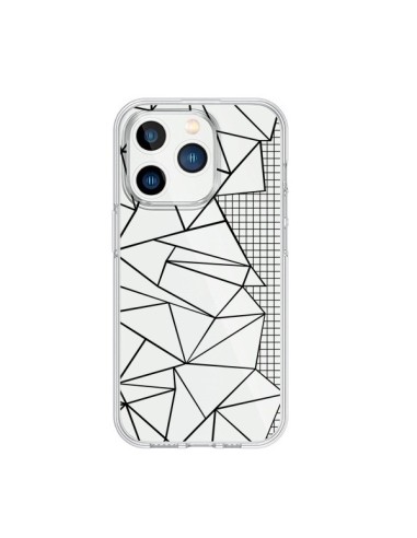 Coque iPhone 15 Pro Lignes Grilles Side Grid Abstract Noir Transparente - Project M