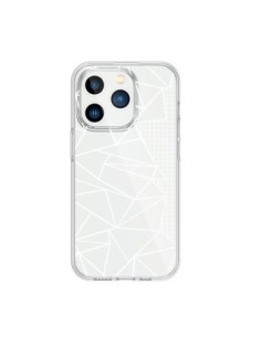 iPhone 15 Pro Case Lines Side Grid Abstract White Clear -...