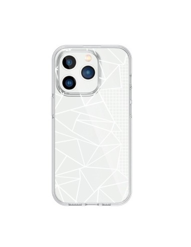 Coque iPhone 15 Pro Lignes Grilles Side Grid Abstract Blanc Transparente - Project M