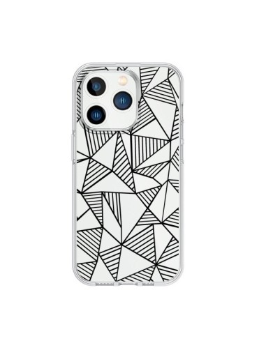 iPhone 15 Pro Case Lines Triangles Grid Abstract Black Clear - Project M