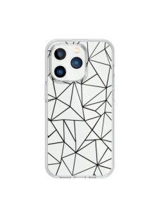 Cover iPhone 15 Pro Linee Triangoli Grid Astratto Nero...