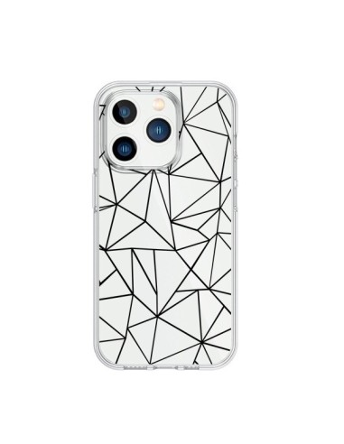 Coque iPhone 15 Pro Lignes Triangles Grid Abstract Noir Transparente - Project M