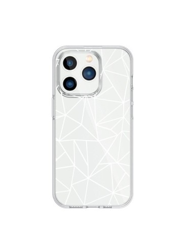 Coque iPhone 15 Pro Lignes Triangles Grid Abstract Blanc Transparente - Project M