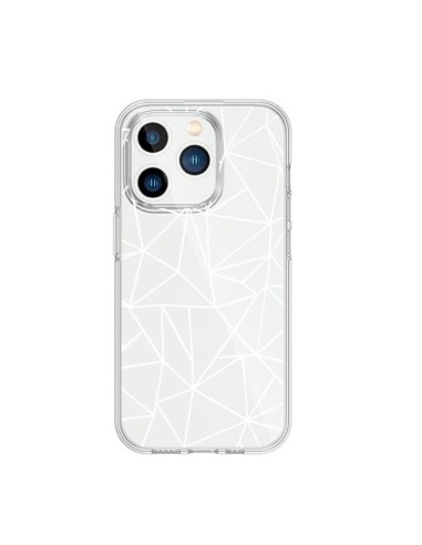 Cover iPhone 15 Pro Linee Triangoli Grid Astratto Bianco Trasparente - Project M