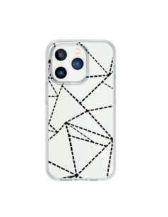 iPhone 15 Pro Case Lines Points Abstract Black Clear -...