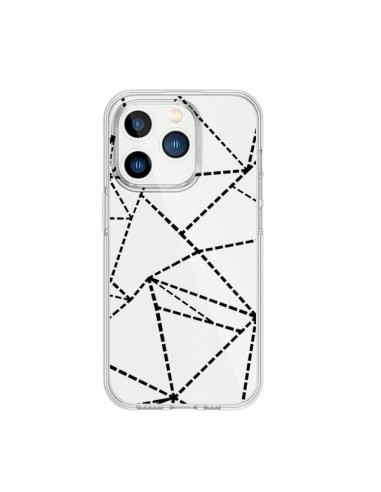 Coque iPhone 15 Pro Lignes Points Abstract Noir Transparente - Project M