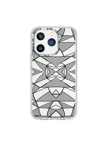 iPhone 15 Pro Case Lines Mirrors Grid Triangles Abstract Black Clear - Project M