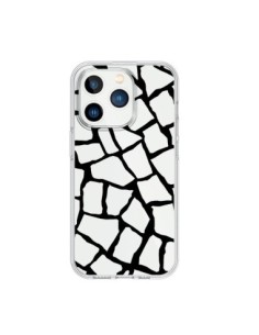 Cover iPhone 15 Pro Giraffa Mosaico Nero Trasparente -...