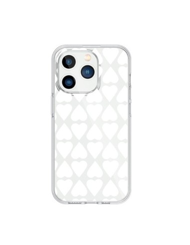 Coque iPhone 15 Pro Coeurs Heart Blanc Transparente - Project M