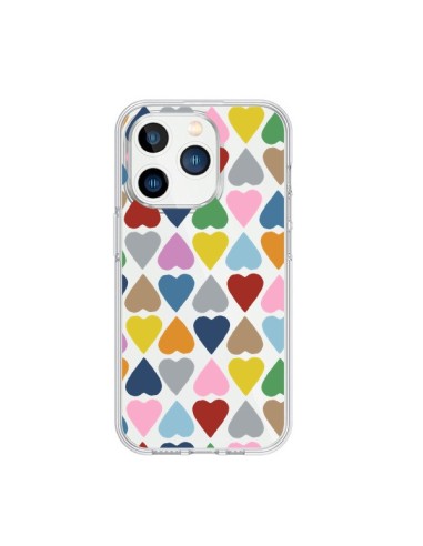 iPhone 15 Pro Case Heart Colorful Clear - Project M