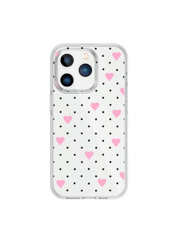 Coque iPhone 15 Pro Point Coeur Rose Pin Point Heart Transparente - Project M
