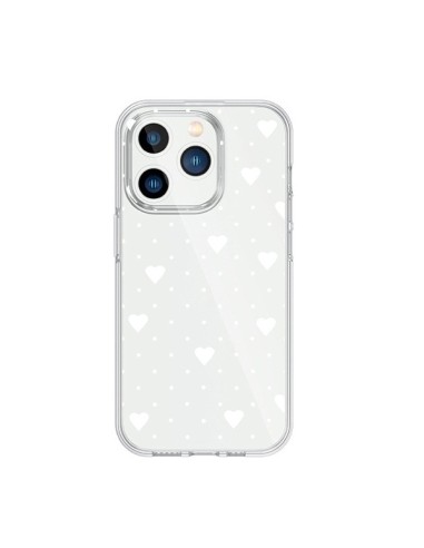 iPhone 15 Pro Case Points Hearts White Clear - Project M
