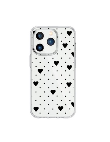 iPhone 15 Pro Case Points Hearts Black Clear - Project M