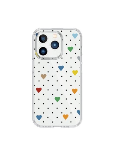 iPhone 15 Pro Case Points Hearts Colorful Clear - Project M