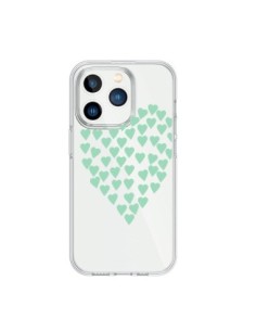 Coque iPhone 15 Pro Coeurs Heart Love Mint Bleu Vert...