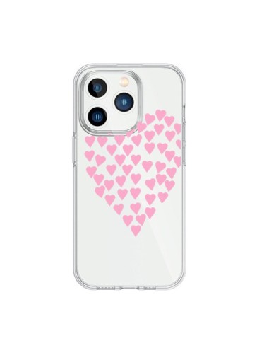 Coque iPhone 15 Pro Coeurs Heart Love Rose Pink Transparente - Project M