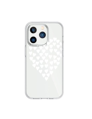 Cover iPhone 15 Pro Cuori Amore Bianco Trasparente - Project M