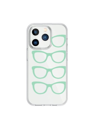 Coque iPhone 15 Pro Sunglasses Lunettes Soleil Mint Bleu Vert Transparente - Project M