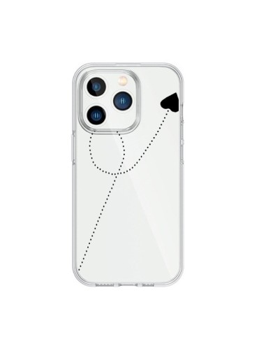 Cover iPhone 15 Pro Travel to your Heart Nero Viaggio Cuore Trasparente - Project M