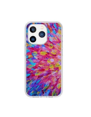 Cover iPhone 15 Pro Fiori Blu Rosa Splash - Ebi Emporium