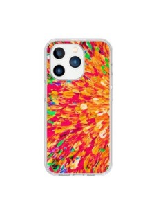Coque iPhone 15 Pro Fleurs Oranges Neon Splash - Ebi...
