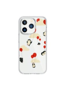 Cover iPhone 15 Pro Pinguino Palloncini Cielo Trasparente...