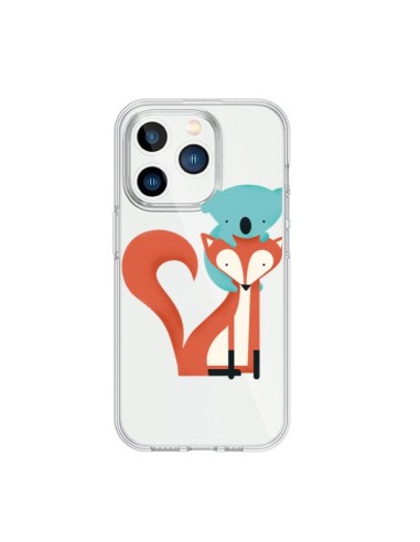 Coque iPhone 15 Pro Renard et Koala Love Transparente - Jay Fleck