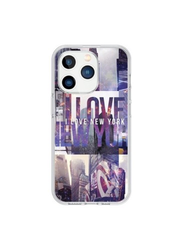 Coque iPhone 15 Pro I love New Yorck City violet - Javier Martinez