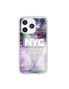 Coque iPhone 15 Pro I Love New York City Violet Vert -...