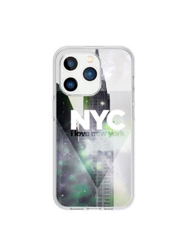 Coque iPhone 15 Pro I Love New York City Gris Violet Vert - Javier Martinez